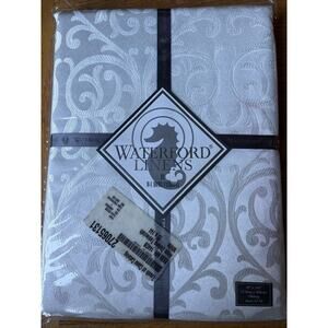 Luxury ANYA WATERFORD LINENS TABLECLOTH Oblong 70”x144” 12 To 16 WHITE RARE NEW